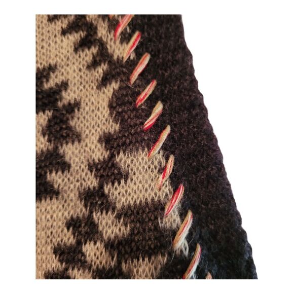 BKE Boho Chic Black and White Whip Stitched Lace Trim Geometric Cardigan Medium - Picture 8 of 11